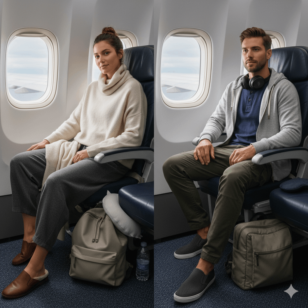 Reiseoutfit Langstreckenflug – Frauen & Männer Ideen 2026